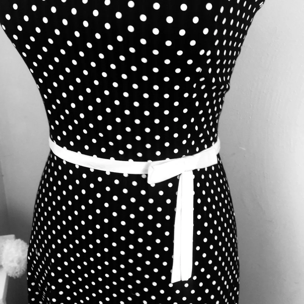 Vintage I. N. Black/White polka dots Dress Sz 3 - Picture 3 of 6